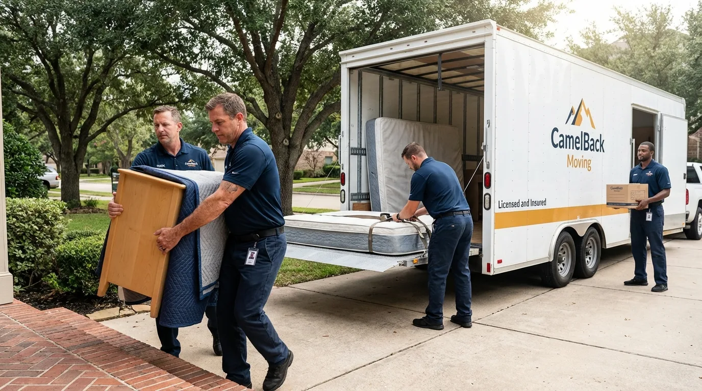 Crew loading residential truck for cross-state move from Camp Hill, PA