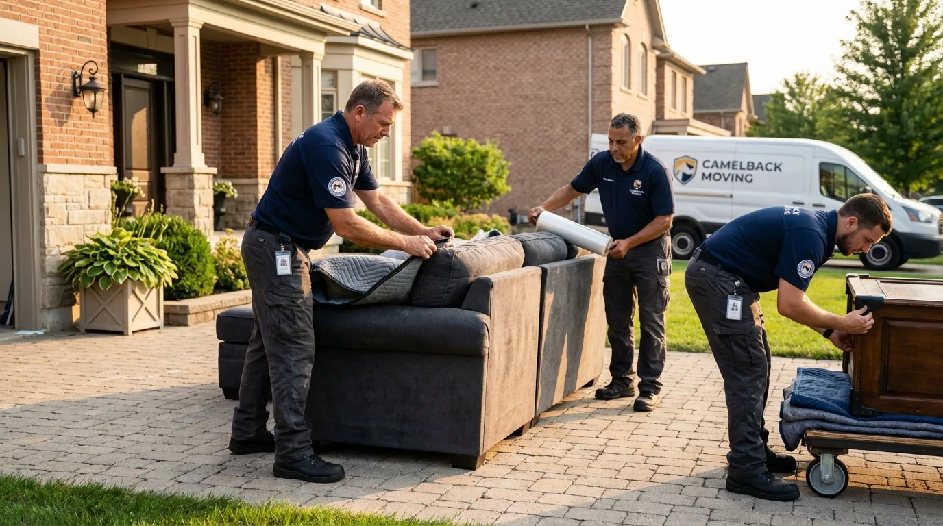 Large estate moving crew wrapping furniture in Camp Hill, PA