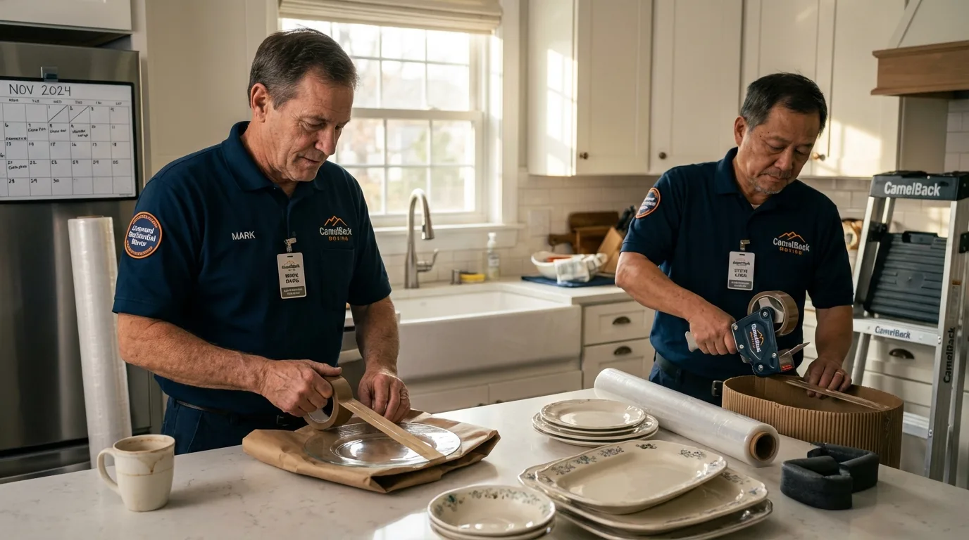 Professional crew packing kitchen dishware in Camp Hill, PA
